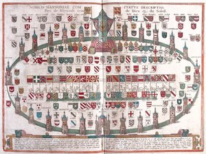 Mons, Belgique - dans "Civitates Orbis Terrarum" de Georg Braun, Cologne 1617