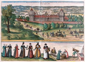 Nonsuch (Palais dans le Surrey), Angleterre - dans "Civitates Orbis Terrarum" par Georg Braun, Cologne 1617 - Georg Braun