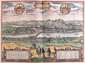 Passau, Allemagne - dans "Civitates Orbis Terrarum" de Georg Braun, Cologne 1617 - Georg Braun
