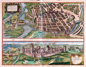 Poznan - Krosno, Pologne - dans "Civitates Orbis Terrarum" de Georg Braun, Cologne 1617 - Georg Braun