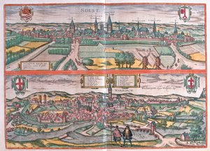 Soest, Warburg, Allemagne - dans "Civitates Orbis Terrarum" de Georg Braun, Cologne 1617 - Georg Braun