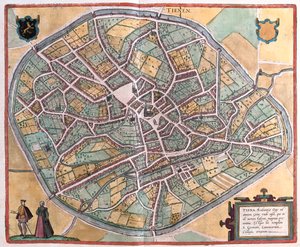 Tirlemont, Belgique, dans "Civitates Orbis Terrarum" de Georg Braun, Cologne 1617 - Georg Braun