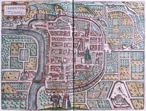 Trente, Italie - dans "Civitates Orbis Terrarum" de Georg Braun, Cologne 1617 - Georg Braun