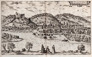 Pressburg Bratislava. De: Civitates orbis terrarium, 1588 - Georg Braun und Franz Hogenberg