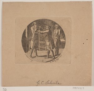 Vignette avec trois hommes