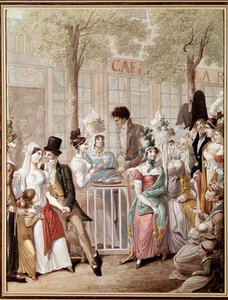 La terrasse du café de la Rotonde à Paris en 1814. Lithographie de George Emanuel Opitz (1775-1841) - Georg Emanuel Opitz