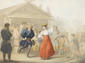 Fête devant une taverne