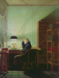 Lecteur à la lumière de la lampe - Georg Friedrich Kersting