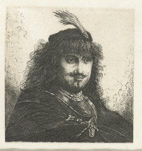 Autoportrait (?) avec chapeau à plumes et sabre abaissé