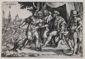 Cloelia et le roi étrusque Porsenna, vers 1536-37 (gravure) - Georg Pencz