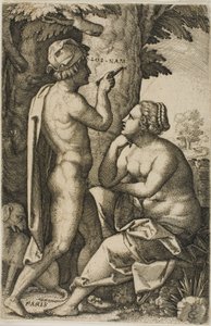 Paris et Oenone, des Héroïnes grecques - Georg Pencz