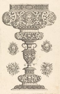 Gobelet, bord décoré de masque et bouquet de fruits - Georg Wechter I