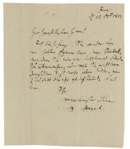 Lettre autographe à Gebruder Ramann (marchands de vin à Erfurt), Iéna