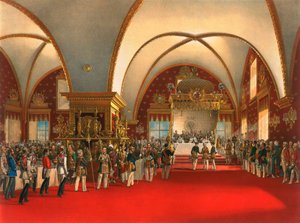 Banquet de couronnement dans la salle du Palais des Facettes au Kremlin de Moscou, 1856 - Georg Wilhelm Timm