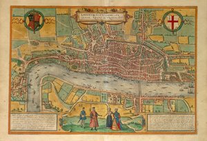 Carte de Londres de Civitates Orbis Terrarum par Georg Braun - Georg Braun and Hogenberg Franz