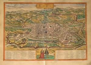 Carte de Rome de Civitates Orbis Terrarum par Georg Braun - Georg Braun and Hogenberg Franz