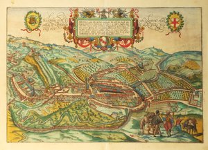 Carte de Serravalle Scrivia, région du Piémont du Civitates Orbis Terrarum par Georg Braun