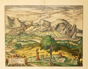 Carte de Terracina, région du Latium du Civitates Orbis Terrarum par Georg Braun - Georg Braun and Hogenberg Franz
