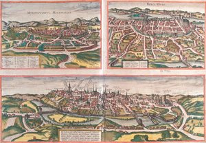 Montpellier, Tours, Poitiers, France - Georg and Hogenberg Franz (1535 90) Braun