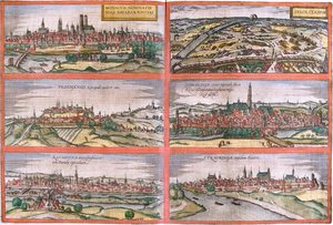 Munich, Ingolstadt, Freising, Nördlingen, Regensburg, Straubing, Allemagne - Georg and Hogenberg Franz (1535 90) Braun