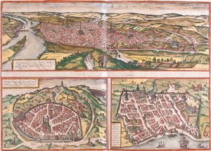 Rouen, Nimes, Bordeaux, France - Georg and Hogenberg Franz (1535 90) Braun