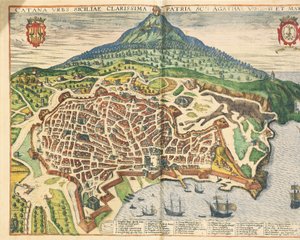 La ville de Catane, de Civitates Orbis Terrarum par Georg Braun