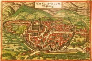 Wissembourg, Château blanc, Alsace - Georg and Hogenberg Franz (1535 90) Braun