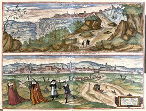 Acquapendente (province de Viterbe) et Trévise, Italie (gravure) - Georg Braun and Hogenberg Franz