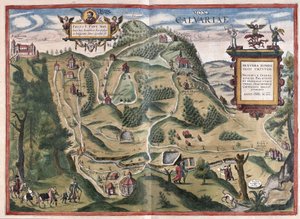 Kalwarya Zebrzydowka (sud-est de Cracovie), Pologne (gravure) - Georg Braun and Hogenberg Franz