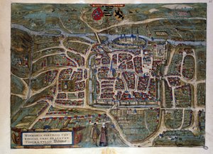 Carte de la ville allemande de Weimar. Gravure de l