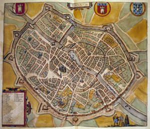 Carte de la ville de Tours en France. Gravure de l
