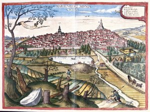 Marienberg, Saxe, Allemagne (gravure) - Georg Braun and Hogenberg Franz