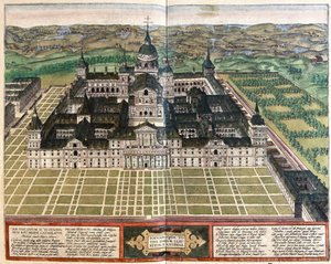 Monastère (Palais du roi Philippe II), Espagne (gravure) - Georg Braun and Hogenberg Franz