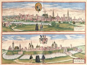 Nysa et Legnica (Lignica), Pologne (gravure) - Georg Braun and Hogenberg Franz