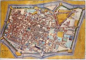 Plan de Lucques en 1585. Atlas de Braun & Hogenberg - Georg Braun and Hogenberg Franz