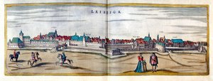 Vue de la ville de Leipzig en Allemagne. Gravure de l