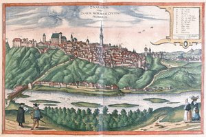 Znojmo, République tchèque (gravure) - Georg Braun and Hogenberg Franz
