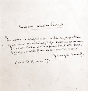 Lettre de George Sand à Madame Amalia Ferraris, Paris 19 mars