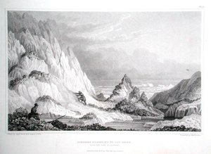 Iceberg adhérant à un récif glacé, avec vue sur la mer, de 