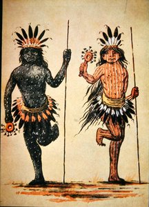 Une danse tribale Mandan représentant 