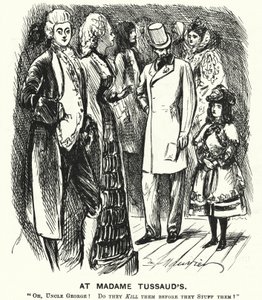 Caricature de Punch : Chez Madame Tussaud (gravure) - George (after) Du Maurier