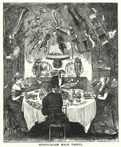 Caricature de Punch : Le spiritisme rendu utile (gravure) - George (after) Du Maurier