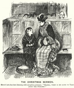 Caricature de Punch : Le sermon de Noël - George (after) Du Maurier