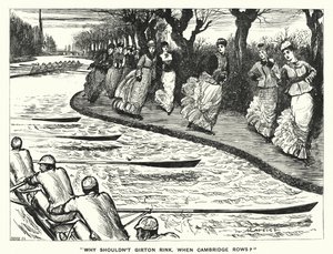 Caricature de Punch : Pourquoi Girton ne patinerait-il pas quand Cambridge rame ? - George (after) Du Maurier