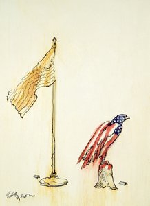 Aigle américain acquiert les couleurs du drapeau américain, 1985 - George Adamson