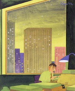 Travailler tard au bureau (de la couverture du magazine Punch du 11 mai 1966)