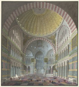 Intérieur de la Sainte-Sophie avec Turcs agenouillés et debout
