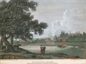 Le Palais de la Reine, depuis le Green Park avec la Maison de Garde à Story