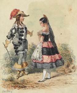 Cavalier et servante en costume espagnol - George Augustus Sala
