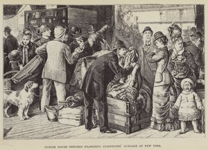 Les douaniers examinent les bagages des passagers à New York - George Augustus Sala